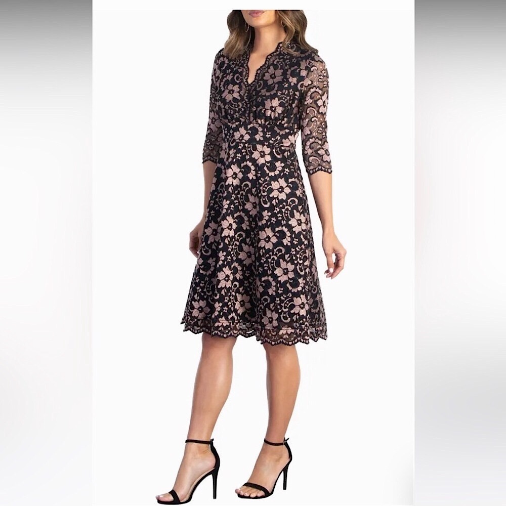 🌷Slimming Kiyonna Mon Cherie A-Line Lace Cocktail Dress NWT